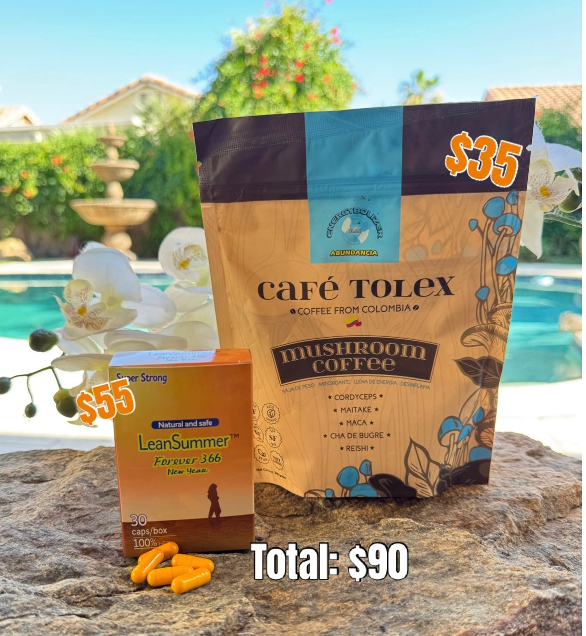 $90 Café Tolex and the MEGA Strong Lean Summer Orange Color. Café Tolex y el MEGA Fuerte fuerte Lean Summer, color Naranja.