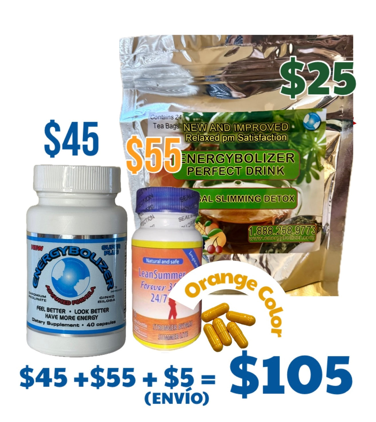 Lean Summer Orange color and Energybolizer Advaced Formula (Tea for FREE)