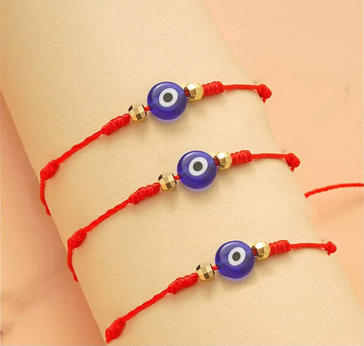 Red Knotted Evil Eye Bracelet